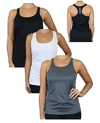 Galaxy By Harvic Women's Moisture Wicking Racerback Tanks, Pack of 3