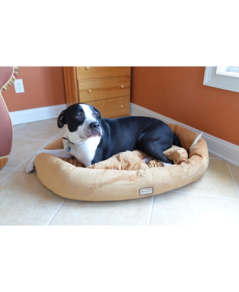 Armarkat Bolstered Pet Bed and Mat, ultra-soft Dog Bed, Brown, Large