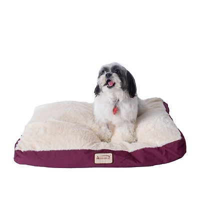 Armarkat M02HJH/Mb-m Medium Pet Bed, Dog Crate Mat With Poly Fill Cushion & Removable Cover, Burgundy & Ivory