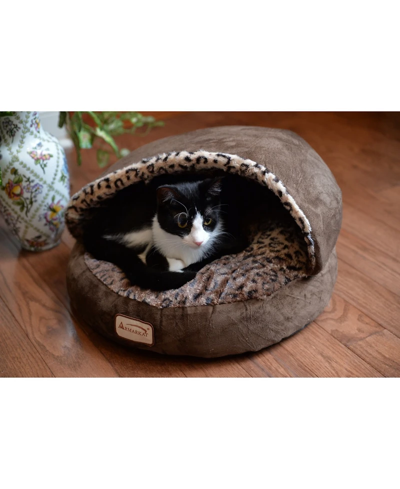 Armarkat Cuddle Cave Cat Bed With Anti Slip Bottom for Cat Kitty Puppy Animals, Cat Slipper Bed C31HKF/Bw