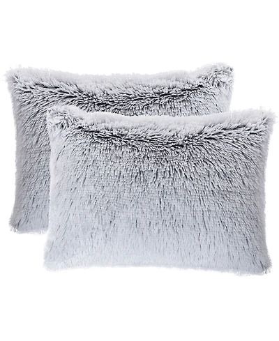 Cheer Collection Shaggy 2-Pack Decorative Pillows, 12" x 20"