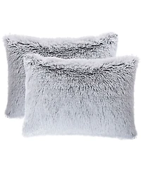 Cheer Collection Shaggy 2-Pack Decorative Pillows, 12" x 20"