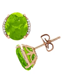 Peridot (3-3/4 ct. t.w.) & Diamond (1/20 ct. t.w.) Stud Earrings in 14k Gold