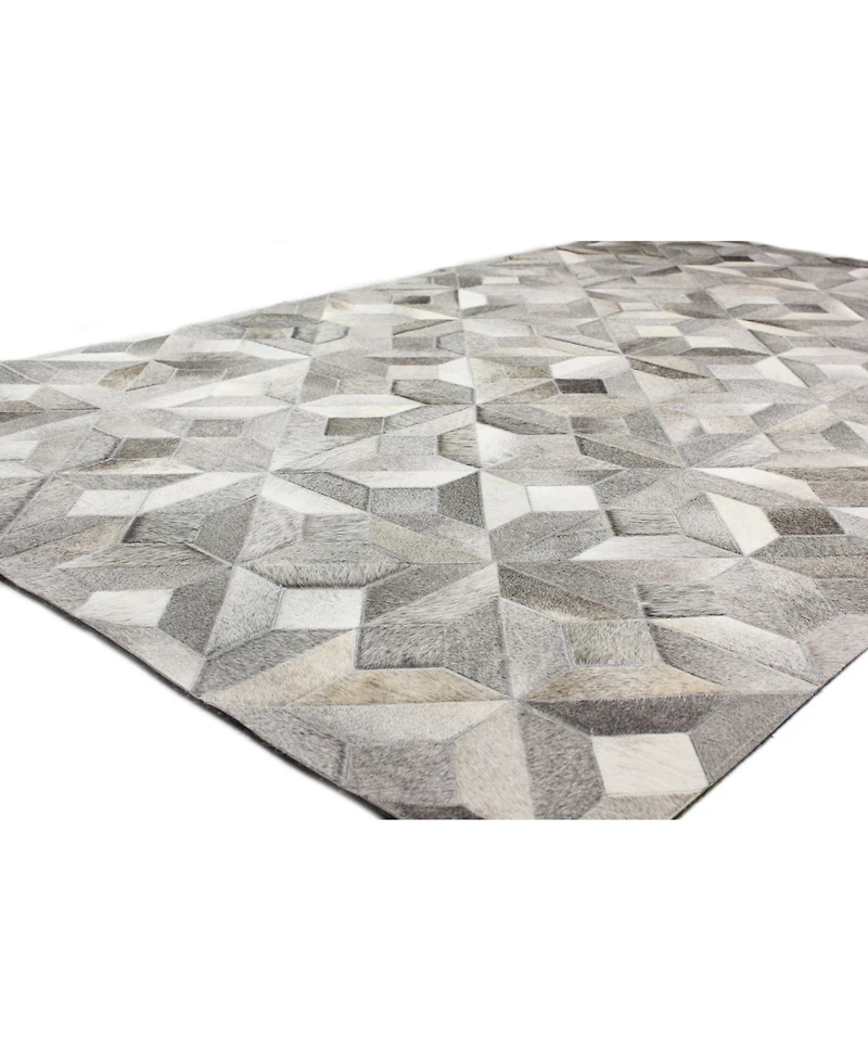 Bashian Cowhide Hie-04 Gray 8' x 10' Area Rug