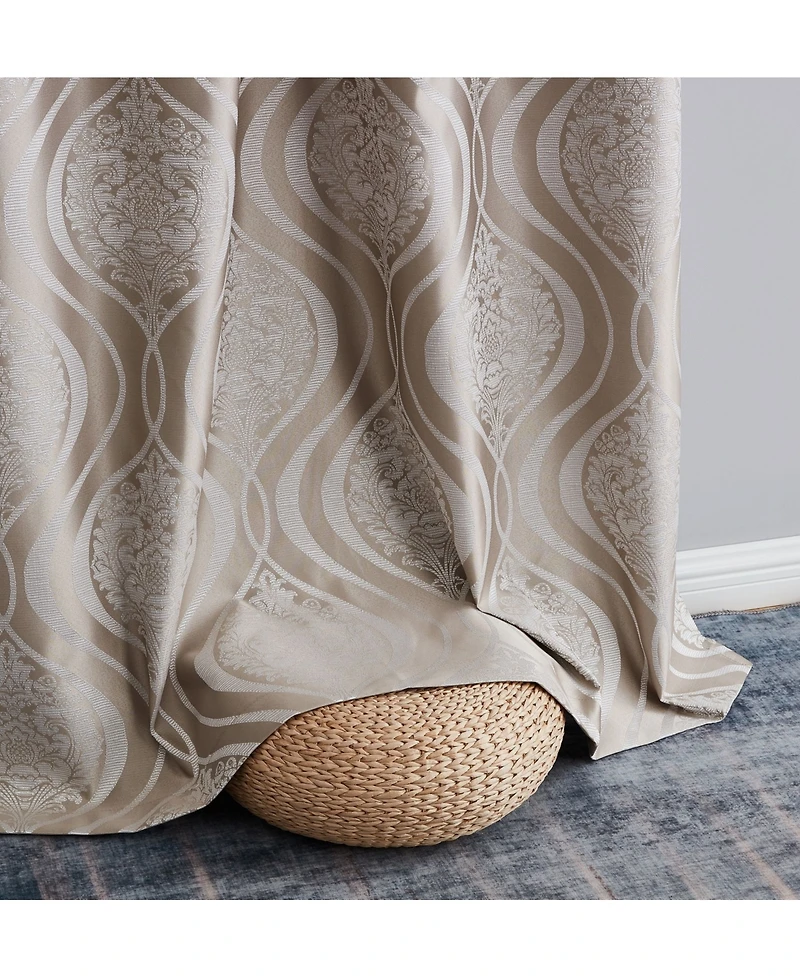 Hlc.me Montero Damask 100% Complete Blackout Shading Thermal Insulated Energy Efficient Heat/Cold Blocking Grommet Heavy Curtain Drapery Panels for Li
