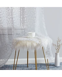 Hlc.me Audrey Embroidered Premium Soft Decorative Sheer Voile Light Filtering Grommet Window Treatment Curtain Drapery Panels for Bedroom & Living Roo