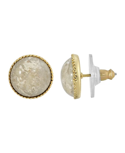 2028 Gold-Tone Semi Precious Round Stud Earrings