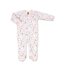The Peanutshell Baby Girls Sleep N Play Footed Pajamas for Girls, Pink Floral, 3 Pack, to 9 Months