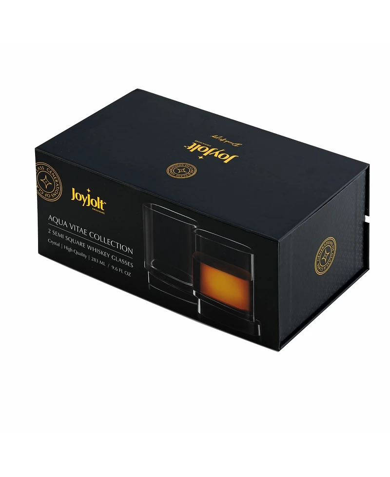 Joyjolt Aqua Vitae Off Base Square Whiskey Glasses, Set of 2
