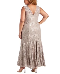R & M Richards Plus Sequin Lace Gown