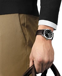 Tissot Men's Swiss Gentleman Brown Leather Strap Watch 40mm
