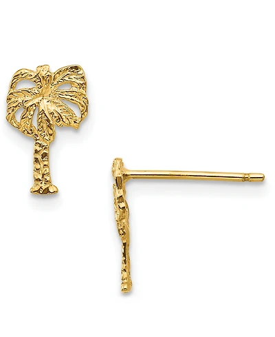 Palm Tree Stud Earrings in 14k Gold