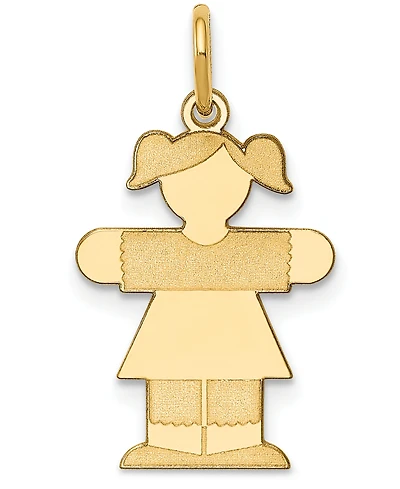 Mini Girl Charm Pendant in 14k Gold