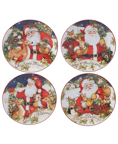 Certified International Magic of Christmas Santa 4 Piece Dessert Plate