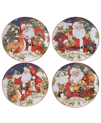 Certified International Magic of Christmas Santa 4 Piece Dessert Plate
