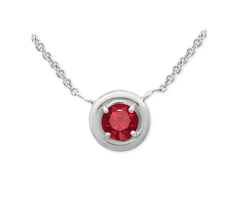 Giani Bernini Red Cubic Zirconia Framed 16" Pendant Necklace, Created for Macy's