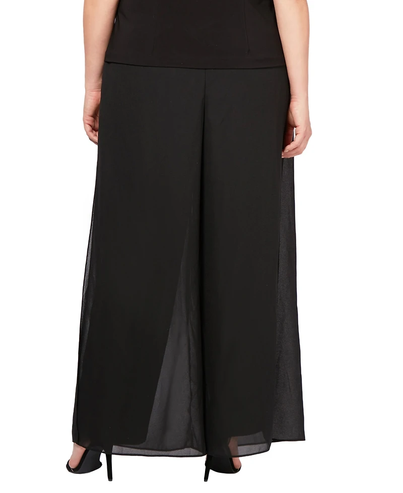 Alex Evenings Plus Size Straight-Leg Overlay Pants