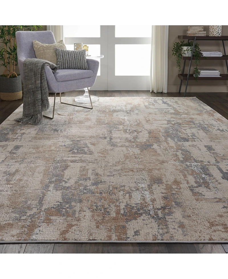 Nourison Home Rustic Textures RUS06 Beige and Gray 7'10" x 10'6" Area Rug