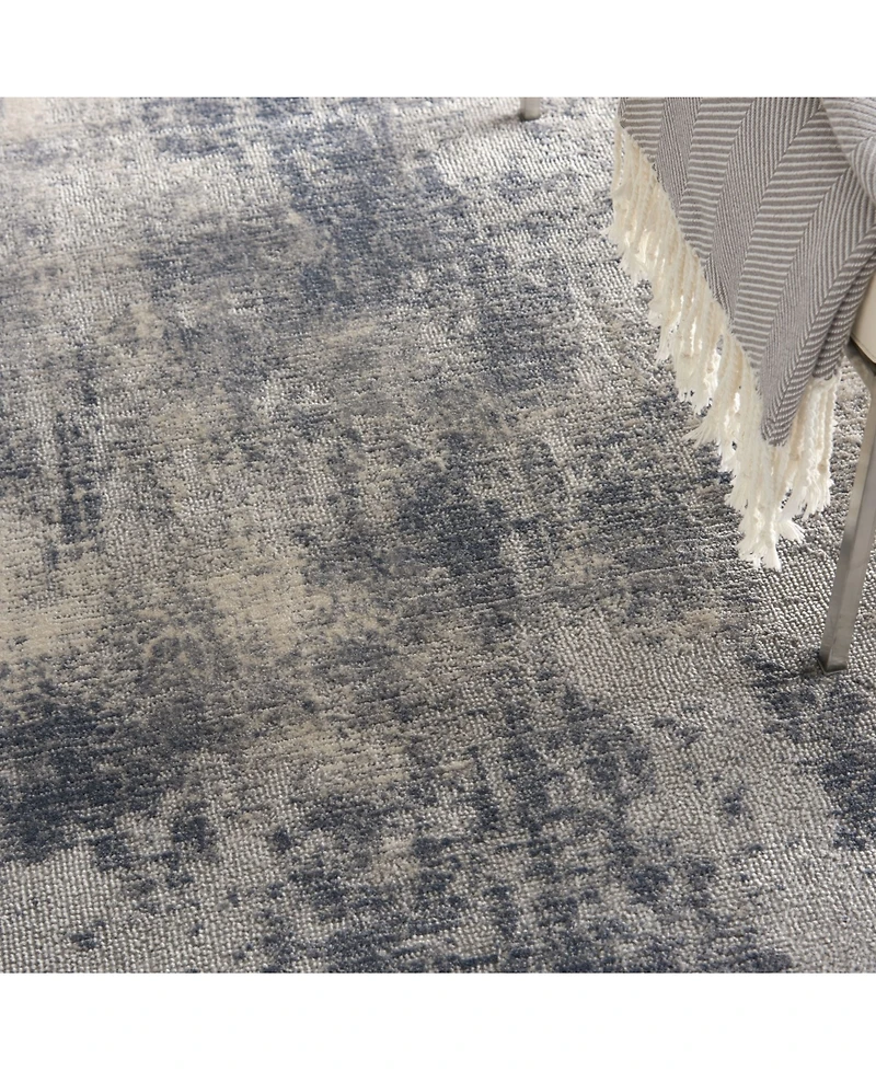 Nourison Home Rustic Textures RUS02 Blue and Ivory 5'3" x 7'3" Area Rug