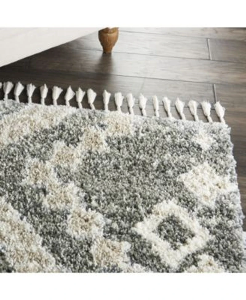 Nourison Home Oslo Shag Osl02 Gray Ivory Rug