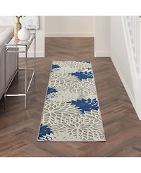 Nourison Home Aloha ALH05 Ivory and Navy 2'3" x 8' Runner Rug