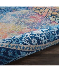 Nourison Home Ankara Global ANR04 Blue and Multi 4' Round Rug