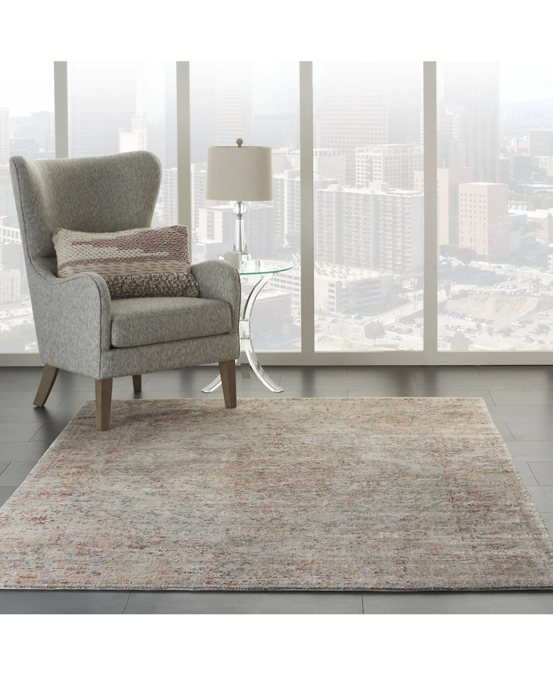 Nourison Home Lucent LCN07 Silver and Red 5'6" x 7'6" Area Rug