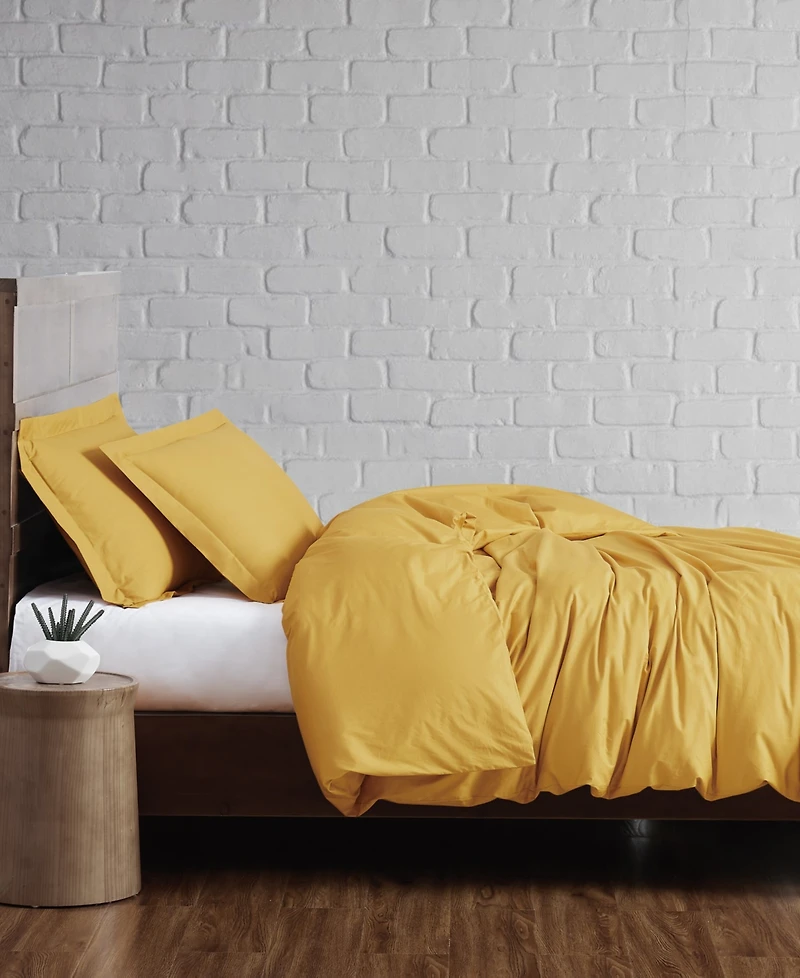 Brooklyn Loom Solid Cotton Percale -Pc. Duvet Cover Set