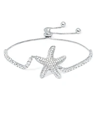 Silver Plate Cubic Zirconia Starfish Adjustable Bolo Bracelet