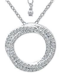 Giani Bernini Cubic Zirconia Twisted Circle 16" Pendant Necklace, Created for Macy's