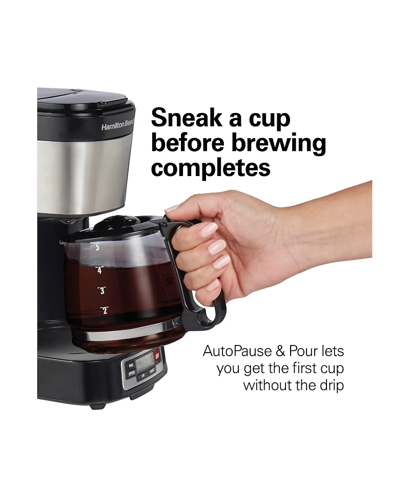 Hamilton Beach 5 Cup Compact Coffee Maker with Programmable Clock