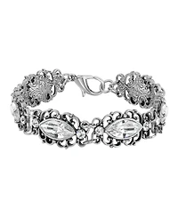 2028 Silver-Tone Diamond Shaped Crystal Link Bracelet