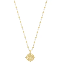 Ettika Long Travels Imitation Pearl and 18K Gold Ball Chain Women's Necklace