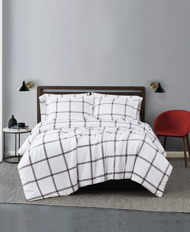 Truly Soft Printed Windowpane 2 Piece Duvet Cover Set, Twin Xl