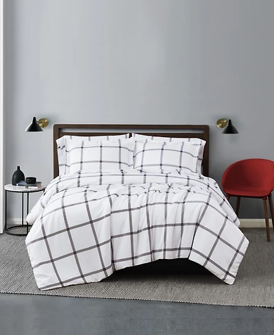 Truly Soft Printed Windowpane 2 Piece Duvet Cover Set, Twin Xl