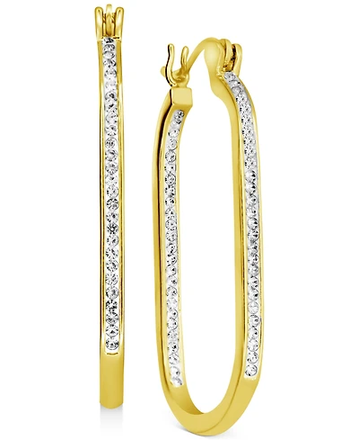 And Now This Crystal & Out Oblong Hoop Earrings Silver-Plate
