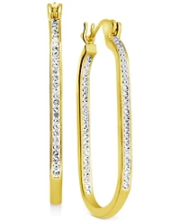 And Now This Crystal & Out Oblong Hoop Earrings Silver-Plate