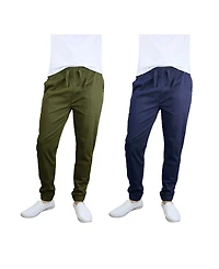 Galaxy By Harvic Men's Basic Stretch Twill Joggers, Pack of 2