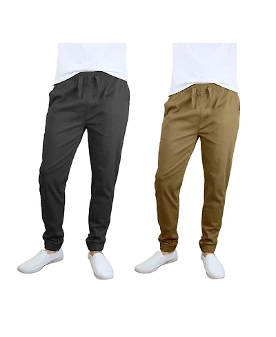 Galaxy By Harvic Men's Basic Stretch Twill Joggers, Pack of 2