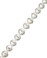 Pearl Bracelet, Sterling Silver Cultured Freshwater Pearl Halo Bracelet (9-10mm)