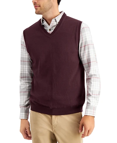 Club Room Men's Solid V-Neck Sweater Vest, Created for Macy's