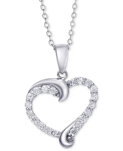 Diamond Swirl Heart Pendant Necklace (1/2 ct. t.w.) Sterling Silver, 14k Gold-Plated or Rose Silver
