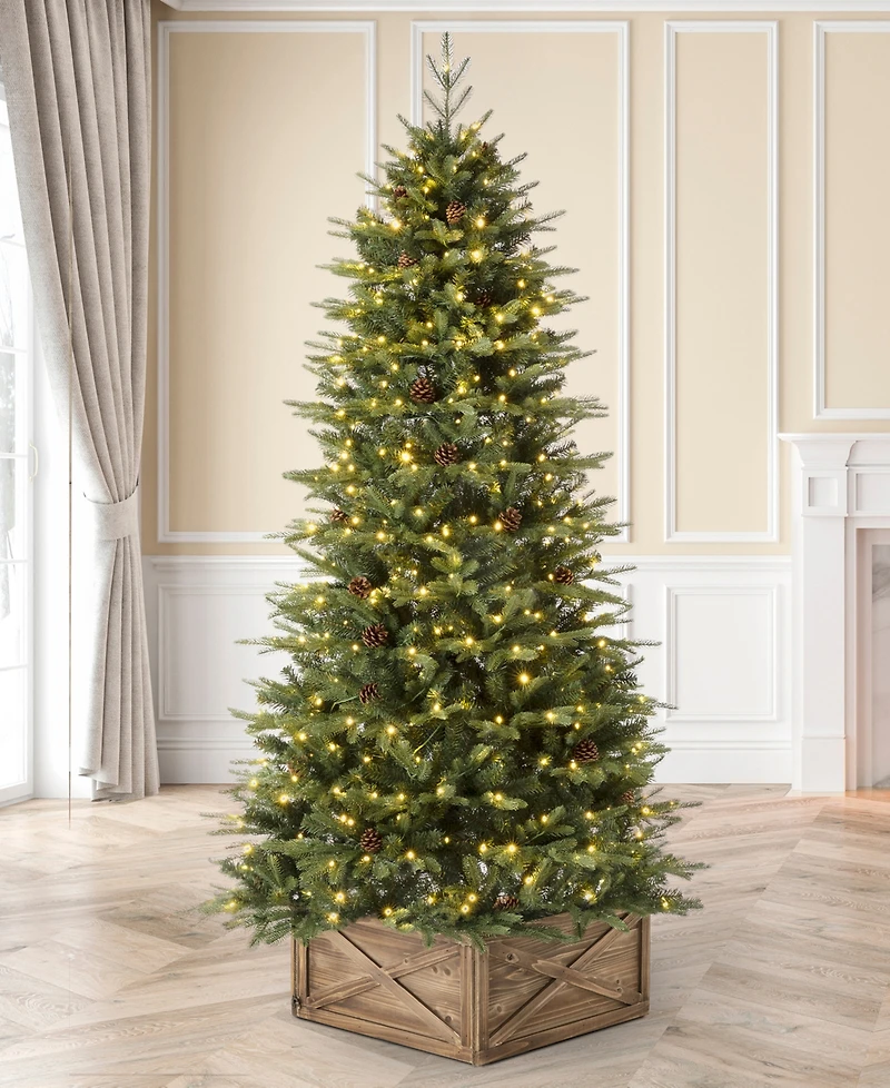 Glitzhome 7ft Pre-Lit Green Fir Artificial Christmas Tree with 500 Led Lights, Multi-color, remote controller