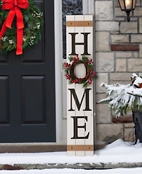 Glitzhome Wooden "Home" Floral Porch Sign, Set of 4