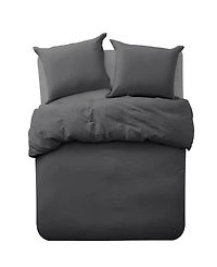 Cathay Home Inc. Microfiber Washed Crinkle Duvet Cover Set, Full/Queen