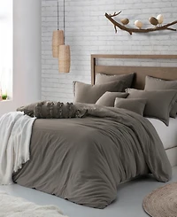 Cathay Home Inc. Microfiber Washed Crinkle Duvet Cover Set, Full/Queen