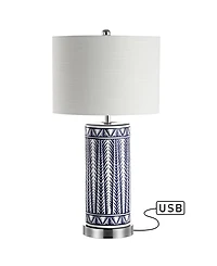 Sulka Ceramic iron Contemporary Usb Charging Led Table Lamp (Set of 2)