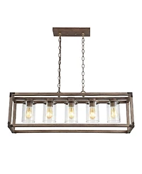 Jonathan Y Zeniba 5-Light Linear Adjustable Rustic Farmhouse Led Pendant