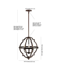 Jonathan Y Ogee 3-Light Adjustable Rustic Industrial Led Pendant
