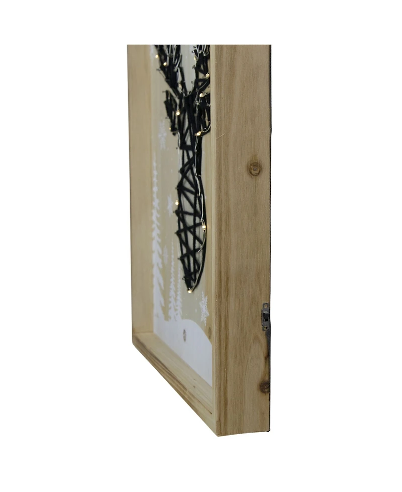 Northlight Reindeer with Snowflakes and Trees Lighted Wooden Christmas Plaque